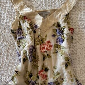 Nine West Floral Blouse - Cream, Red, Purple, Green